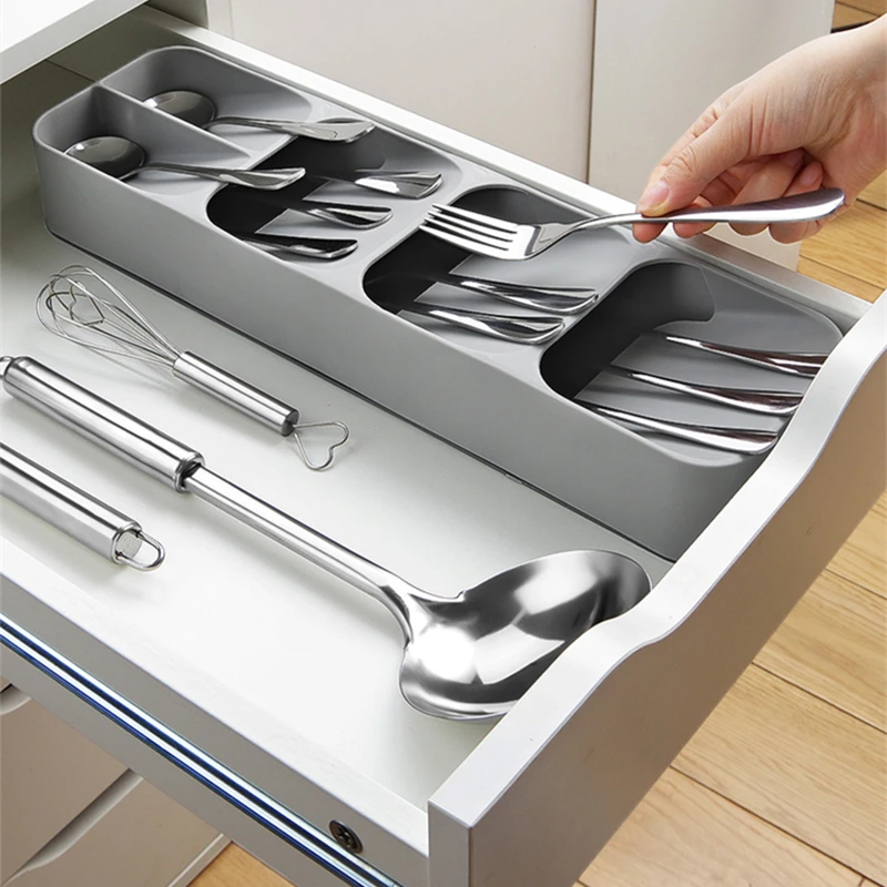 Kitchen Drawer Organizer Utensil Holder Cutlery Tray Dividers Chopstick  Fork Spoon Knives Separation Cabinet Kitchen Organizer - AliExpress