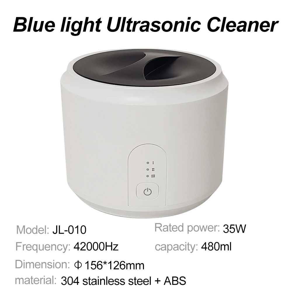 thumbnail image 1 of Limpiador ultrasónico Máquina sónica de limpieza Chupete Luz azul Reloj de joyería Dentaduras postizas Brackets Limpiador ultrasónico con silbido, 1 of 5