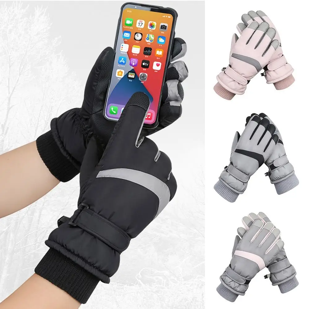 

Non-slip Touch Screen Gloves Adjustable Warm Fleece Ski Gloves Winter Waterproof Driving Mittens Men Women