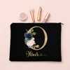 Personalized Makeup Bag Custom Letter with Name Bridesmaid Cosmetic Case Monogram Toiletry Pouch Wendding Birthday Gifts for Her 6