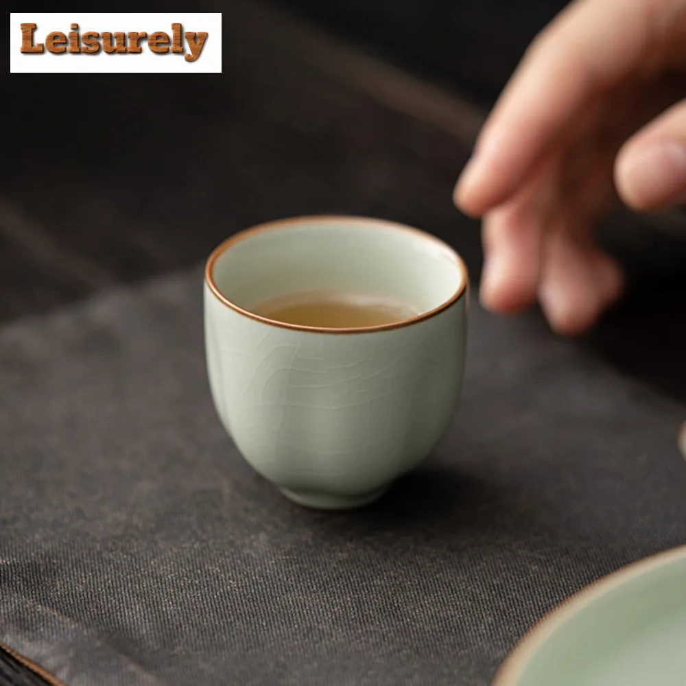 Azure Ru Kiln Porcelain Tea Cup Open Piece Single Master Cup Ceramic Tasting Tea Mug Nourishing Tea Bowl Chazhan Kung Fu Teaset