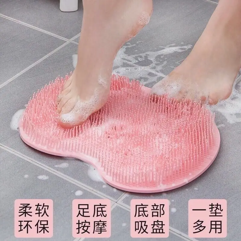 Silicone Rub Back Brush Bathroom Non-slip Wash Foot Pad Massage Shower Mat with Sucker Bath Massage Foot Exfoliating Brush Pad 2