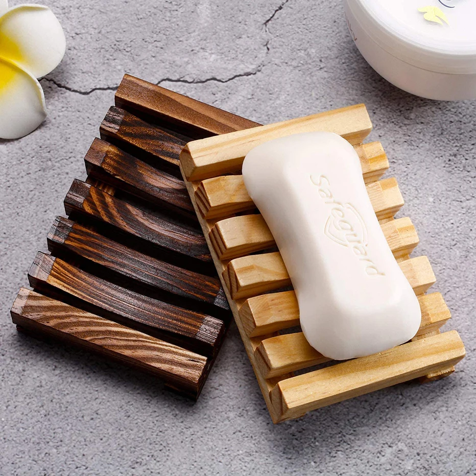 Wooden Natural Soap Box Natural Bamboo Dishes Bath Soap Holder Bamboo Case Tray Wooden Prevent Mildew Drain Box For Bathroom 