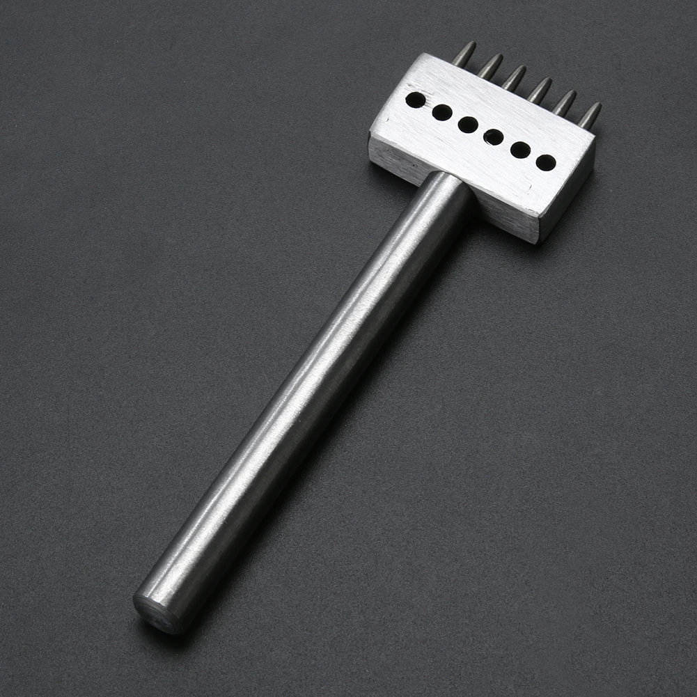 Professional Leather Spacing Hole Craft Punch Tool Kit Round Hole Line Puncher DIY Stainless Steel Handle Prong Chisel
