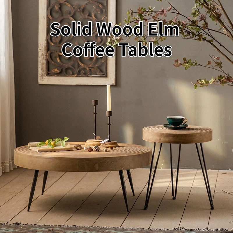 

Make Home Full of Art Coffee Table Retro Combination Table Solid Wood Coffee Tables Home Homestay Living Room Side Table
