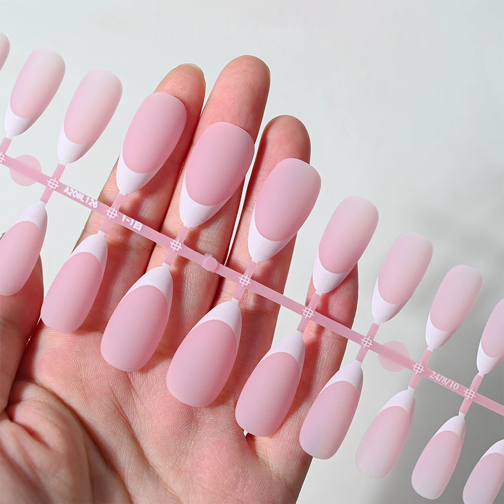 Description Picture 5 of item120/150pcs Matte White French Gel Nail Tips Medium Almond Nude Press On Nails 0.75-2.6cm Pink/Nude ABS Soft Gel Nail Flase Tips
