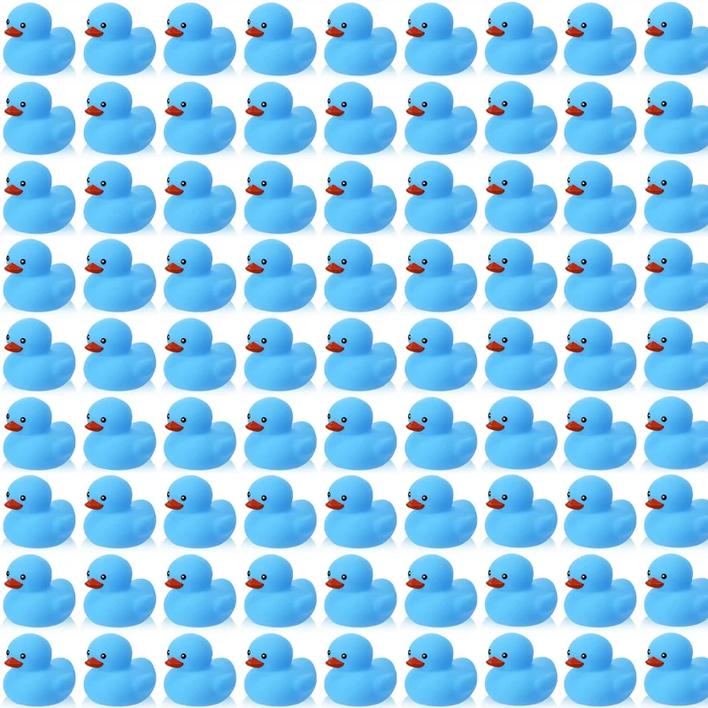 1-100pc Blue Mini Rubber Ducks Set in Bulk Float Squeak Tiny Ducks Rubber Duck Toy for Kids Party Birthday Supplies