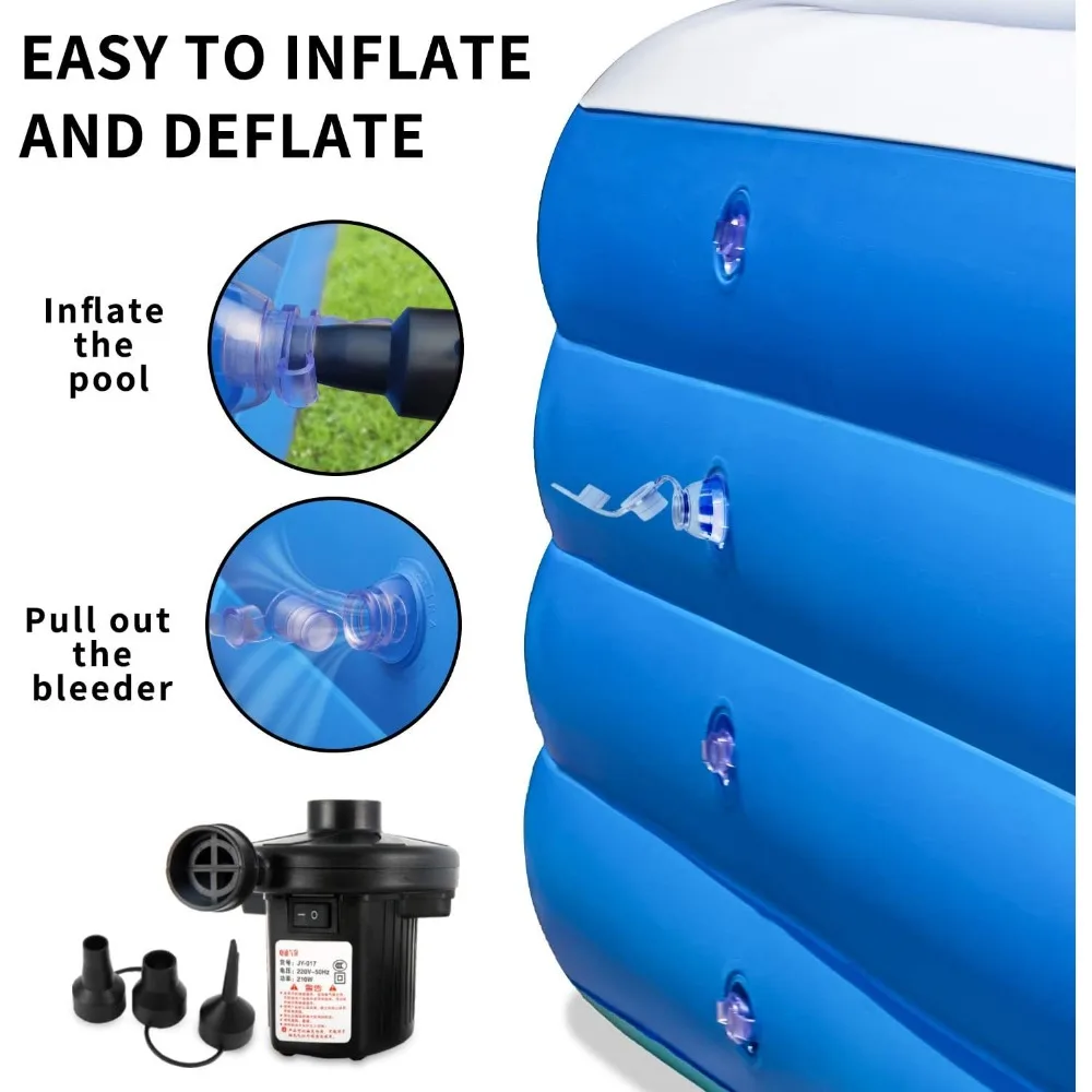 Inflatable Swimming Pool, 70x55x29 inch Inflatable Pool, Family Summer Water Party, Kids, Outdoor, Garden, Backyard