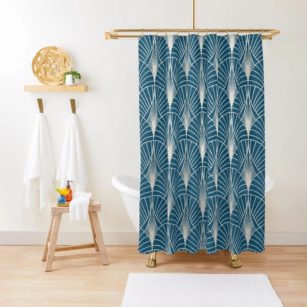 

(Faux) Turquoise and (Faux) Silver Art Deco Pattern Shower Curtain Bathroom Curtain Curtains For The Bathroom