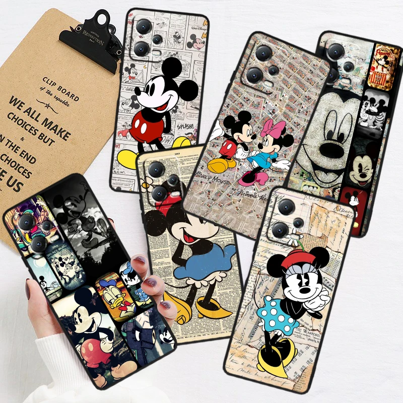 

Comic Mickey Minnie Disney For Xiaomi Redmi Note 12R 12 12S Turbo 11 11T 11S 10 10S 9 8 Pro Plus 5G Black Phone Case