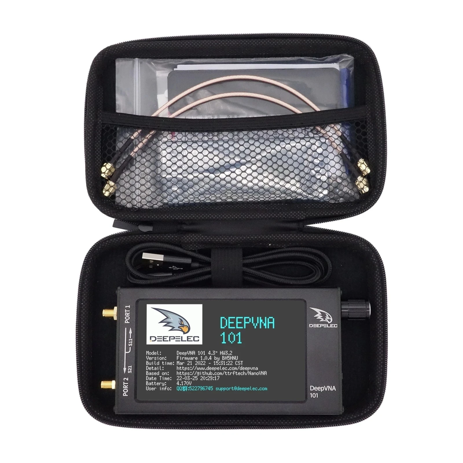 DeepVNA-101 4.3 inch Antenna Analyzer 10k-1.5GHz SWR Meter VHF UHF Network Analyzer HW3.2 IPS LCD + Metal Case NanoVNA-F antenna analyzer,network analyzer