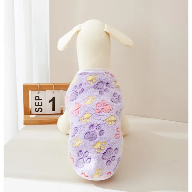 Flannel Dog Clothes Pet Clothes for Small Medium Dogs Soft Puppy Vest Cute Paw Print Chihuahua Coat Yorkshire Vest Pet Costume 5
