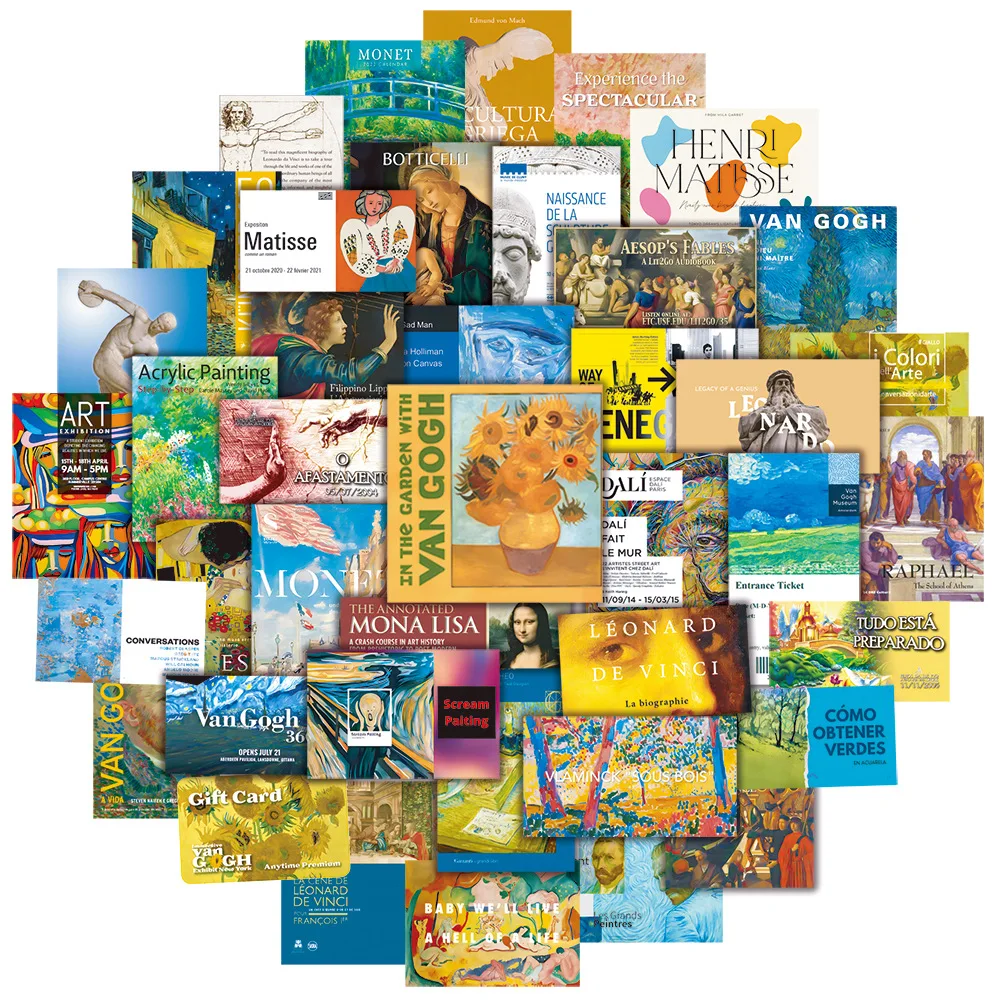 

Наклейки с изображением Ван Гога, 10/30/50 шт.