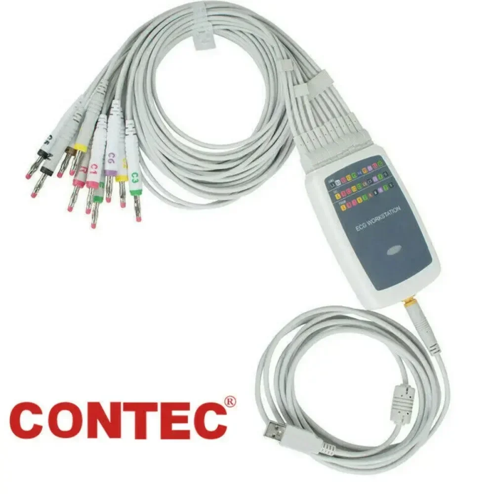 CONTEC8000GW Bluetooth ECG Workstation 12-lead Resting EKG Recorder System PC SW BP