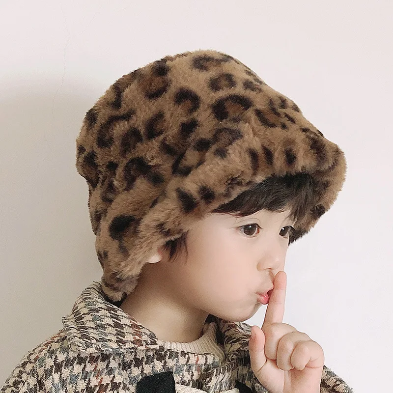 Children's Winter Plush Fisherman Hat Winter Cute Warm Bucket Fishing Children's Ear Protection Hat Kids Caps Accessories