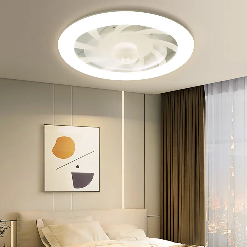LED Ceiling Fan Light Simple and Cool Style Remote Control Infinite Dimming 6 Levels of Wind Speed Living Room Bedroom