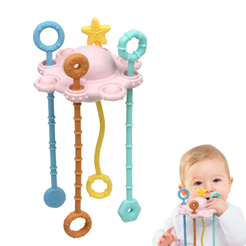 

Babies Pull String Activity Toy Safe Montessori Crib Toys Soft Push & Pull Toy In Rich Pastel Colors Early Development Activity