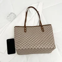 Sac à main vintage de luxe pour femme, imprimé monogramme, rivets, cuir PU, grande capacité, sac fourre-tout à fermeture éclair pour les trajets quotidiens 3