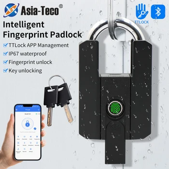 IP67 TTLock Smart Padlock Bluetooth APP Fingerprint Lock Keyless Bag Pad Lock G2 Gateway Aleax Google Home Electronic Door Lock 1