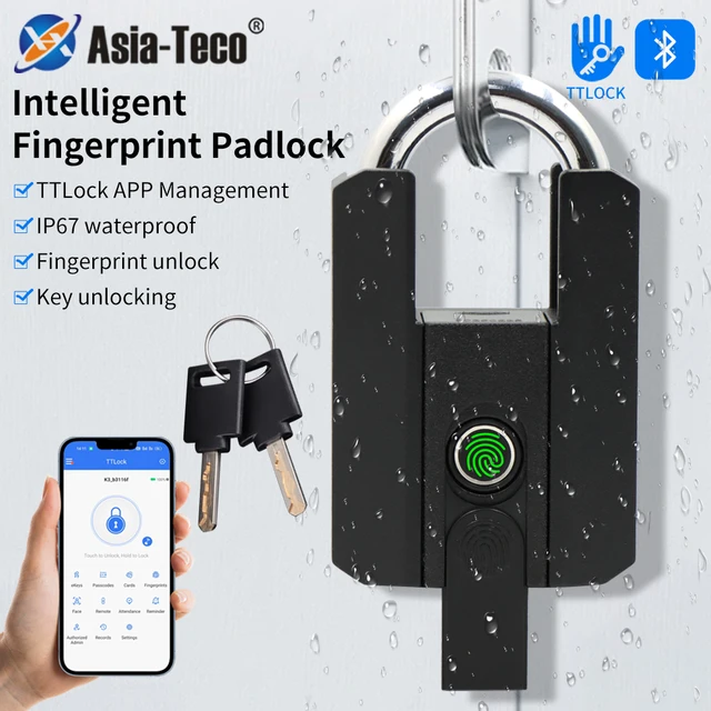 IP67 TTLock Smart Padlock Bluetooth APP Fingerprint Lock Keyless Bag Pad Lock G2 Gateway Aleax Google Home Electronic Door Lock 1