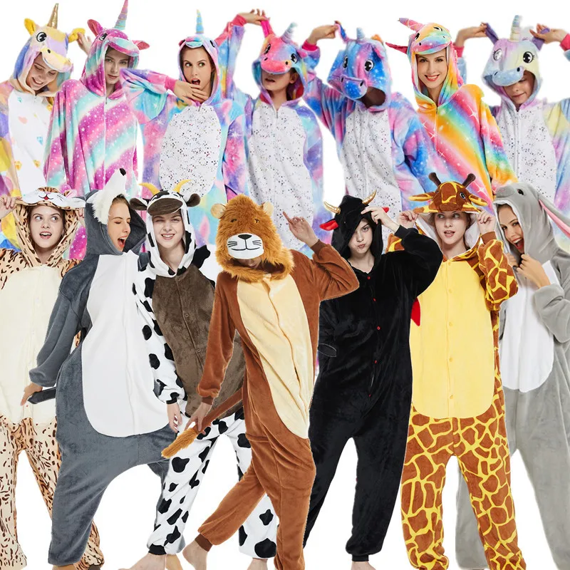 Winter Animal Wolf Onesie Kids Kigurumi Pajamas Unicorn Sleepwear For Women Pyjamas Jumpsuit Girl Boy Blanket Sleepers Overalls