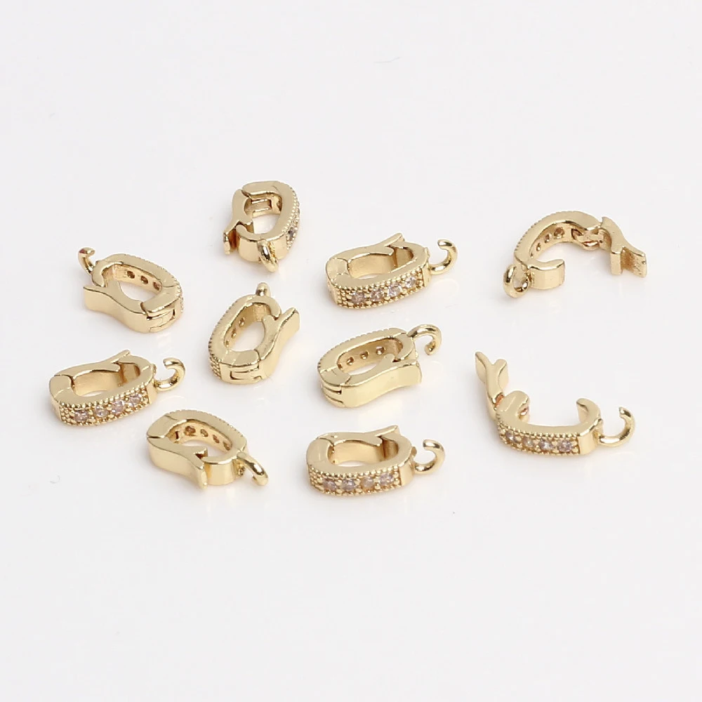 5Pcs 황동 18K 골드 도금 마이크로 포장 지르콘 진주 강화제 클립 Diy 목걸이 쥬얼리 만들기위한 스냅 보석 펜던트 베일 핀치