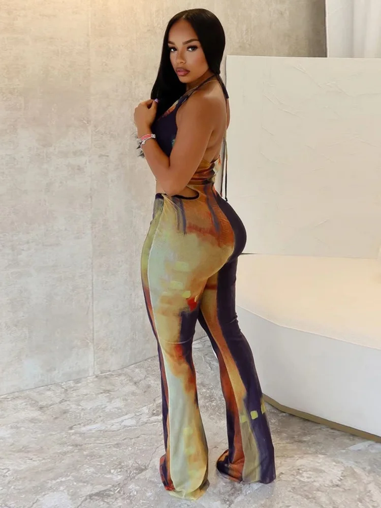 Wmstar 2025 New Women New Fashionable Elegant Jumpsuits Circle Decoration Sexy Neck Crossing Waist Revealing Figure Hugging