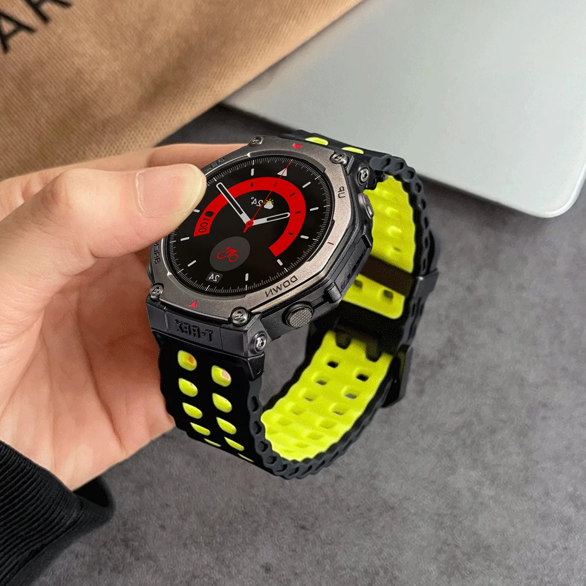 Two-Tone Elastic Silicone Sport Strap - Breathable Marine Band