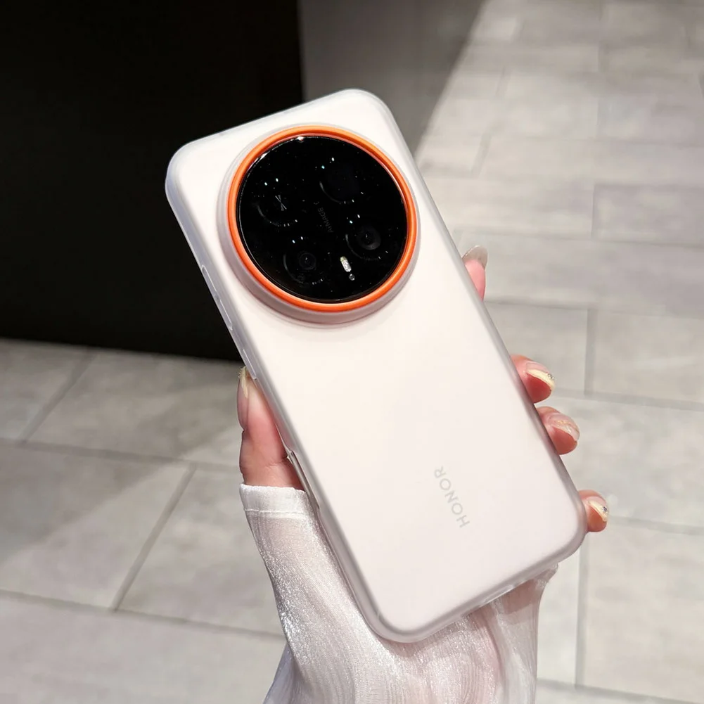 Frosted Translucent Matte Case with Metal Camera Ring Protective Cover