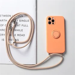 Versatile Necklace Lanyard Rope Ring Holder Strap Soft Phone Case for iPhone 7 P 8 Plus (Orange)