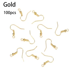Hypoallergenic Earring Hook Kit with Multi-Color Ear Wires and Accessories (Gold 100pcs)