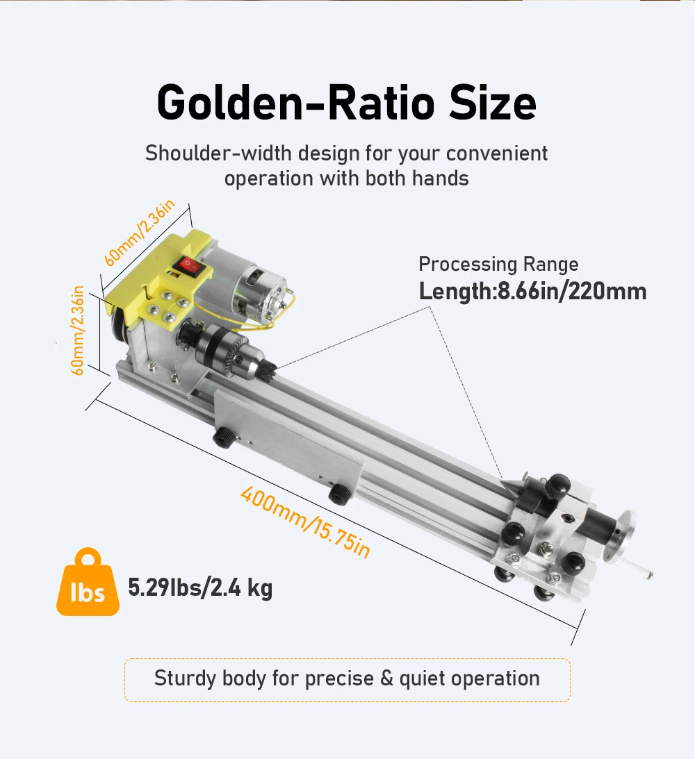Multifunctional Mini Lathe Bead Polisher Grinder 200-3600RPM Variable Speed Wood