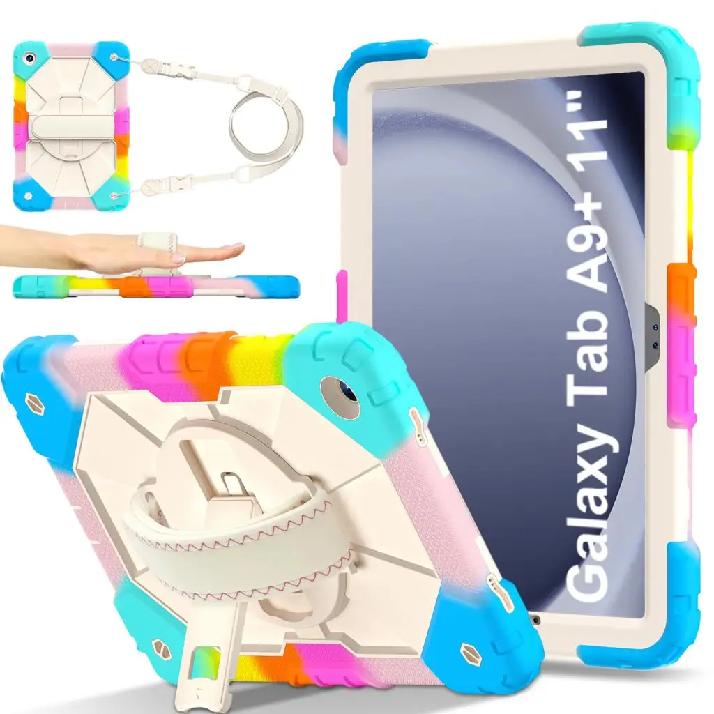 Ultra-Durable Rotating Hand Strap Case with 360 Stand for Samsung Tab A9 Series