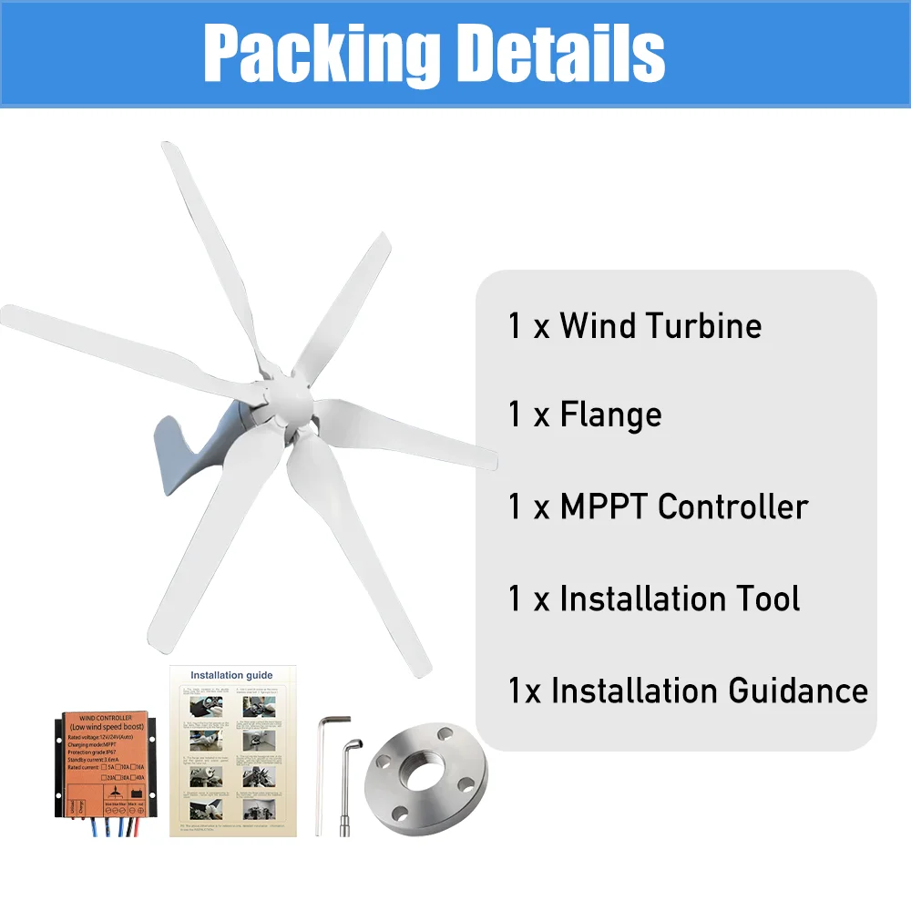 2000W Windmill 12V 24V 48V 6 Blades Wind Turbine Generator With MPPT Controller Low Start Wind Speed Free Energy Home Appliance solar wind generator
