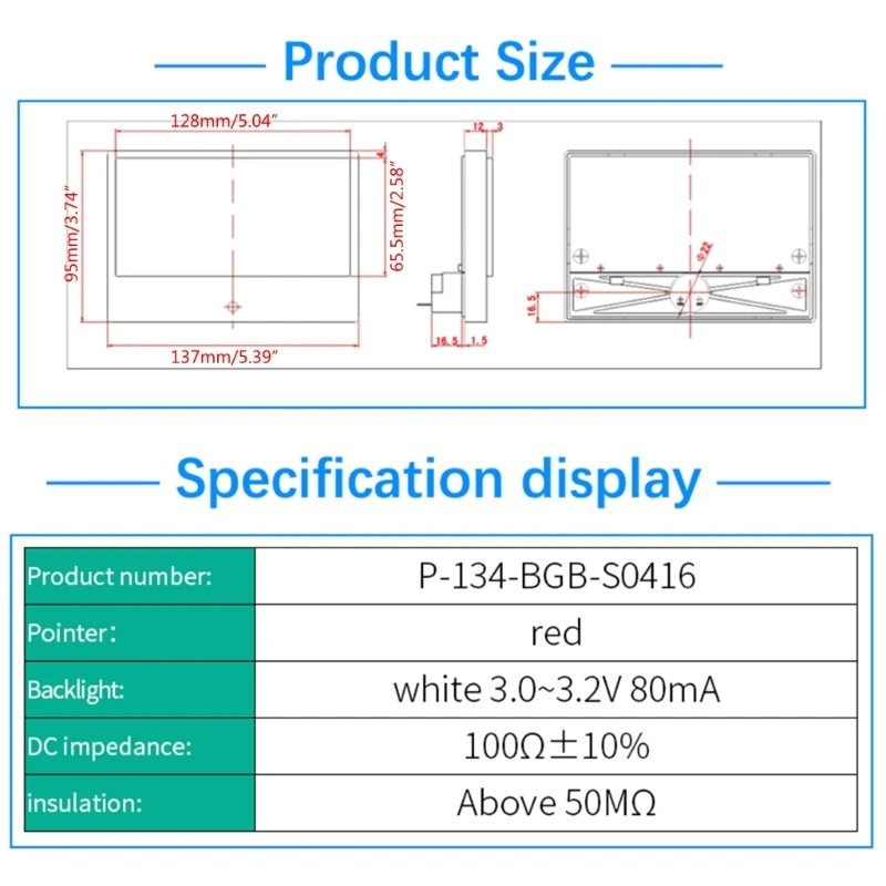 P134BGBS0416 VU Meter Header with Pointer-Dial Backlit   Level Header Power Amplifier Level Meter High Accuracy Dropship 6