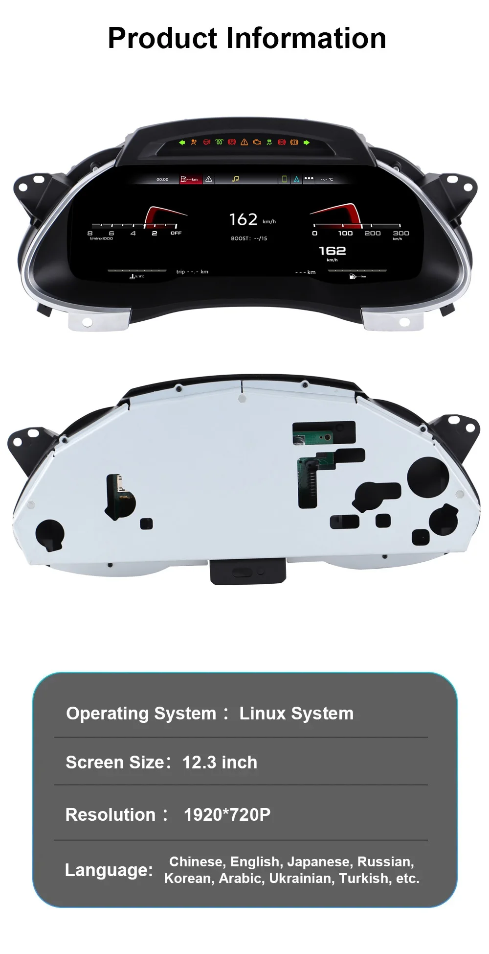 Digital Instrument Cluster Display Suitable For Audi A4 2009-2012 CarPlay Androi