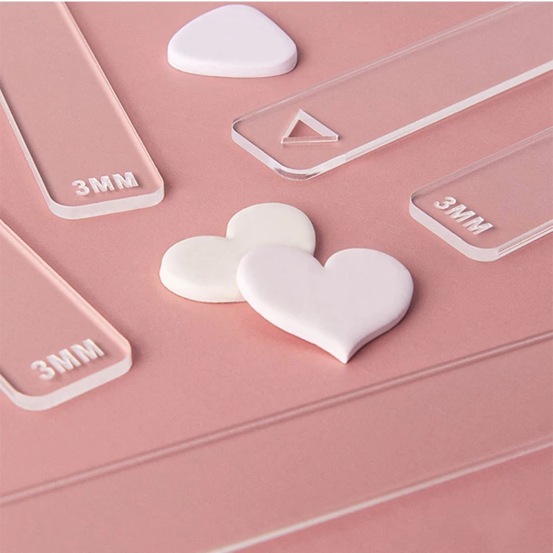 10Pc/Set Clay Ruler Acrylic Soft Pottery Polymer Clay Thickness Ruler Roller Guide Rail DIY Earrings Jewelry Pendant Making Tool