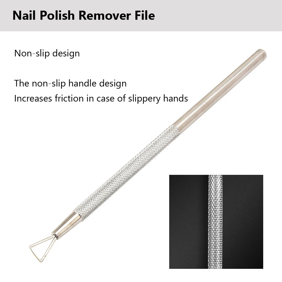 Nail Art Polish UV Gel Remover Stick Rod, Stainless Steel, Triangle, Dead Skin, Cuticle Pusher, Cleaner, Grinding Manicure Tools 2