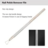Nail Art Polish UV Gel Remover Stick Rod, Stainless Steel, Triangle, Dead Skin, Cuticle Pusher, Cleaner, Grinding Manicure Tools 2