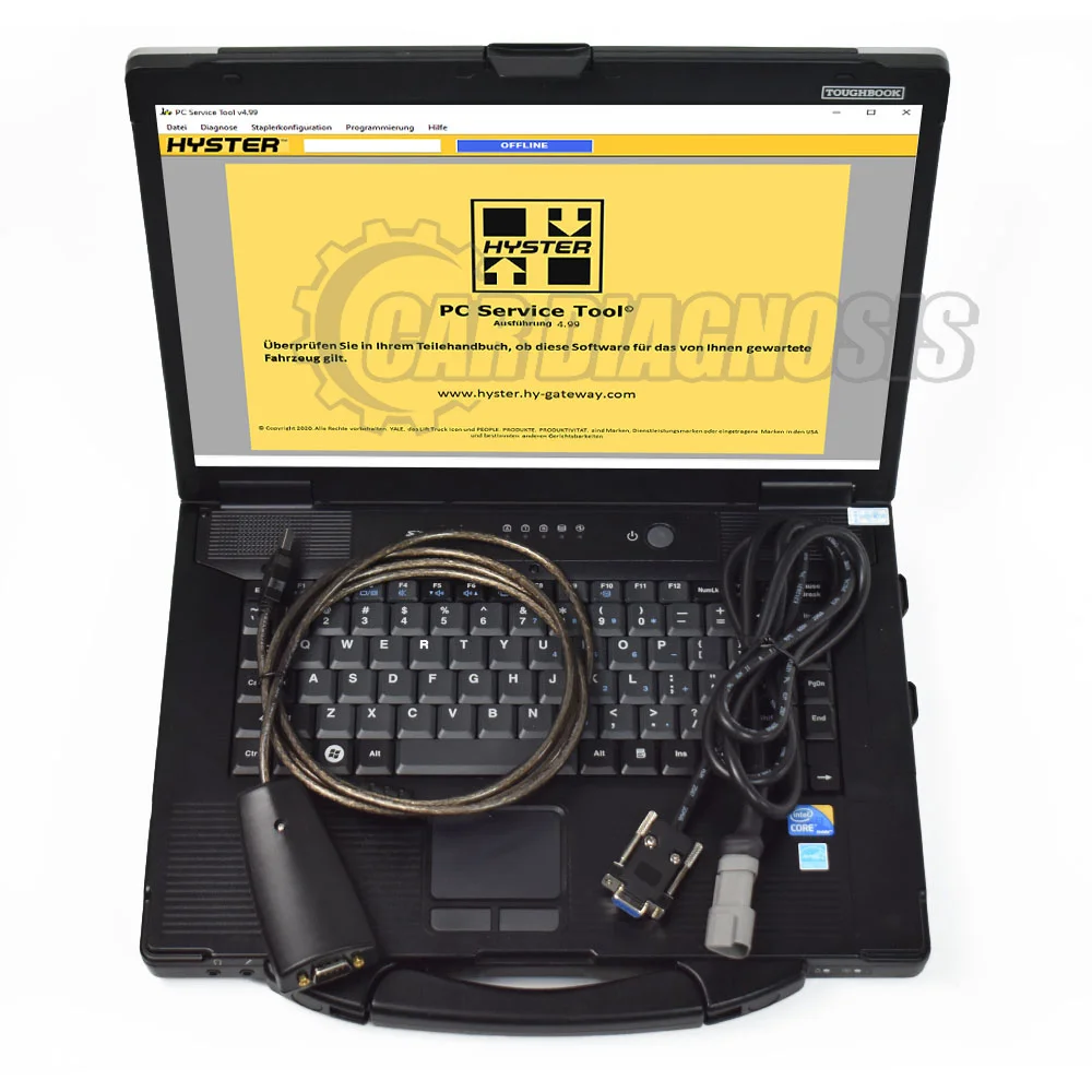 Scanner Diagnostico Per Carrelli Elevatori Yale Hyster Strumento Di Servizio Per Pc Ifak Can Usb Hyster Yale Diagnosticitc Tool Hyster V4.9 Con Laptop