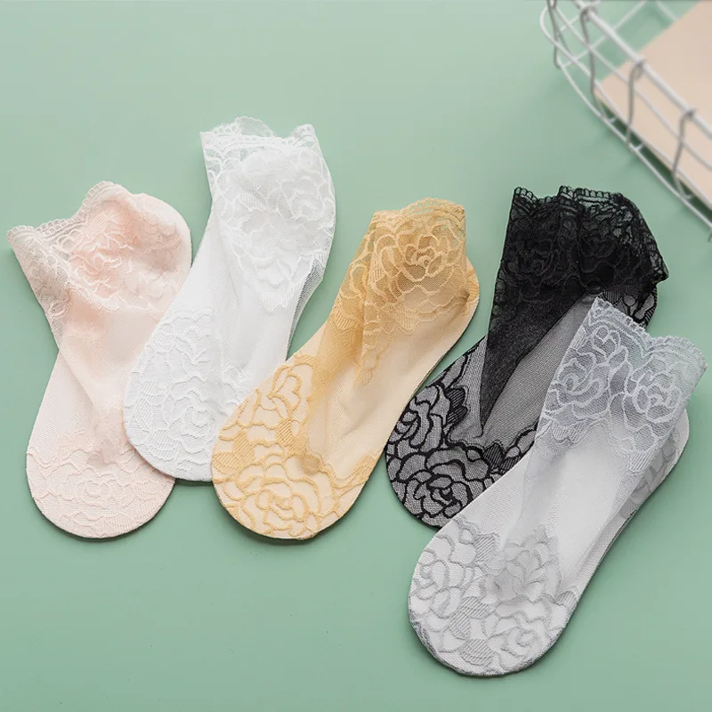 Lolita-Chaussettes invisibles en dentelle pour femme et fille