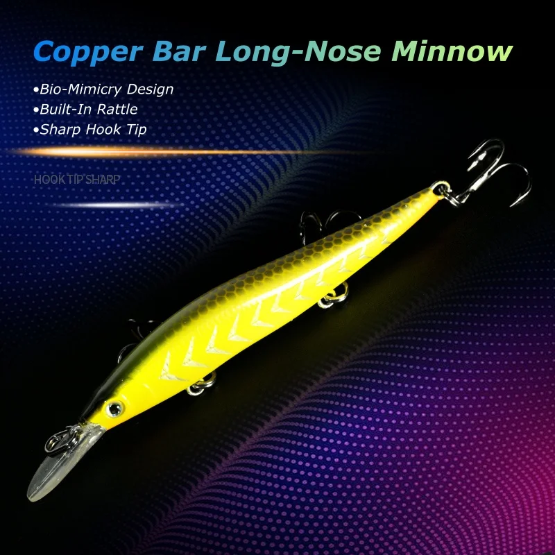 Long Lip Jerkbait with weight system Sinking Minow 5g Fishing Lure Wobbler Slow Diving Pesca Swimbait Noise System For Bass Pike for fishing lure