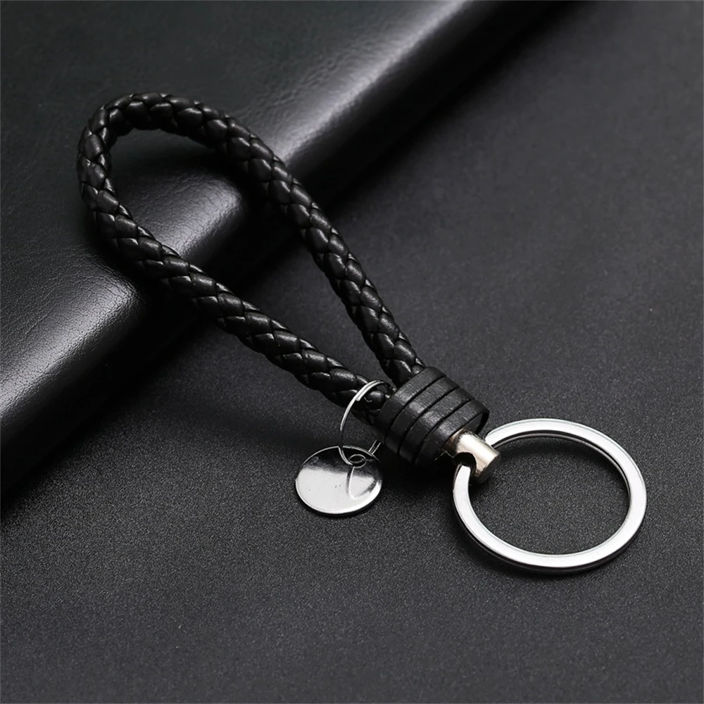 Braided PU Leather Wristlet Keychain Strap - Stylish Accessory