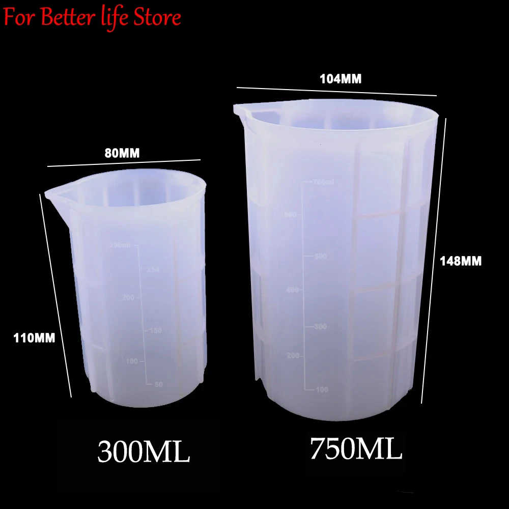 

1Pcs 750ml/300ml Silicone Measuring Cup Crystal Epoxy DIY Handmade Tool With Scale Non-stick Adjusting Mixing Good Toughness