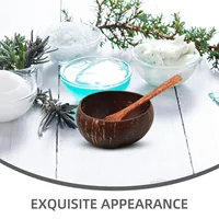 1 Ensemble de bols en bois inspirés de la coque de noix de coco pour masques faciaux, kit de mélange DIY, portable et léger, pour la routine de soins de la peau, le salon et les voyages 2