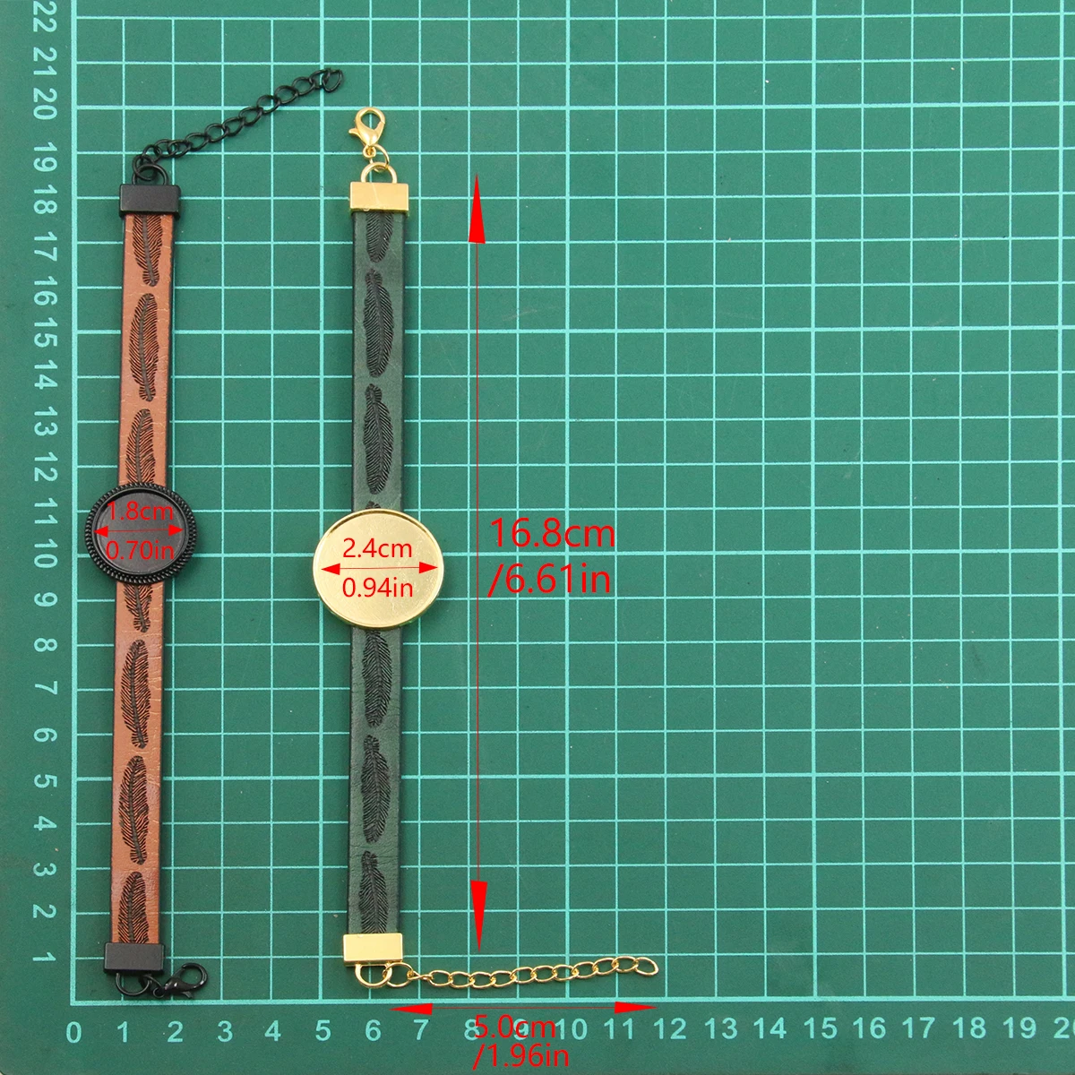 DIY Cabochon Bracelet Making Kit - 5 Sets Antique Bronze 25mm Blank Cuff Bracelets With Glass Domes