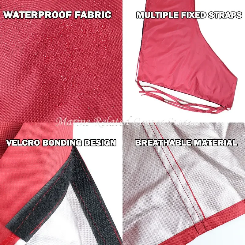 420D Red Waterproof Cover Boat Cover, Mainsail Boom Sail Cover, 9-10Ft 10-11Ft Windproof Sunshade Anti Scratch Dustproof Cover