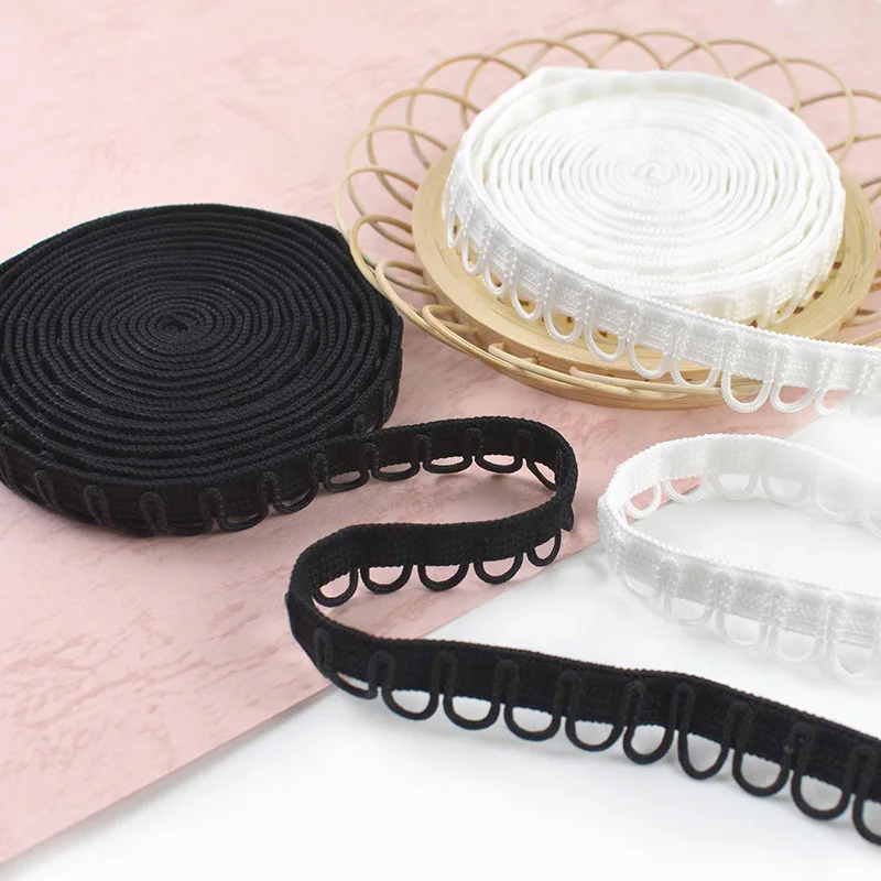 Meetee Nylon Elastic Band with Lace Trim Ribbon for Sewing and DIY Projects