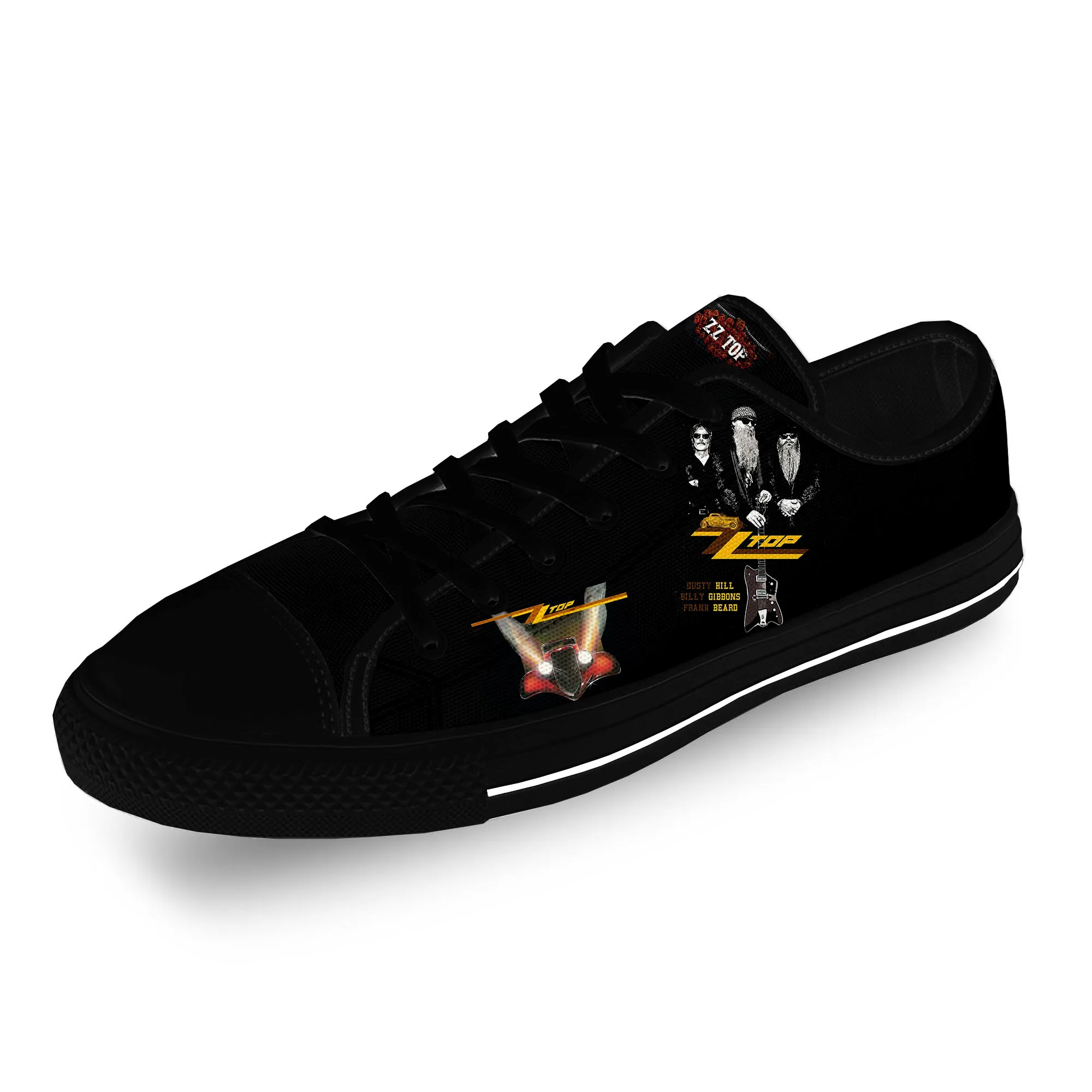 

Top Blues Rock Band ZZ Singer Cool Casual Cloth Fashion 3D Print Low Top Canvas Shoes Men Women Lightweight Breathable Sneakers