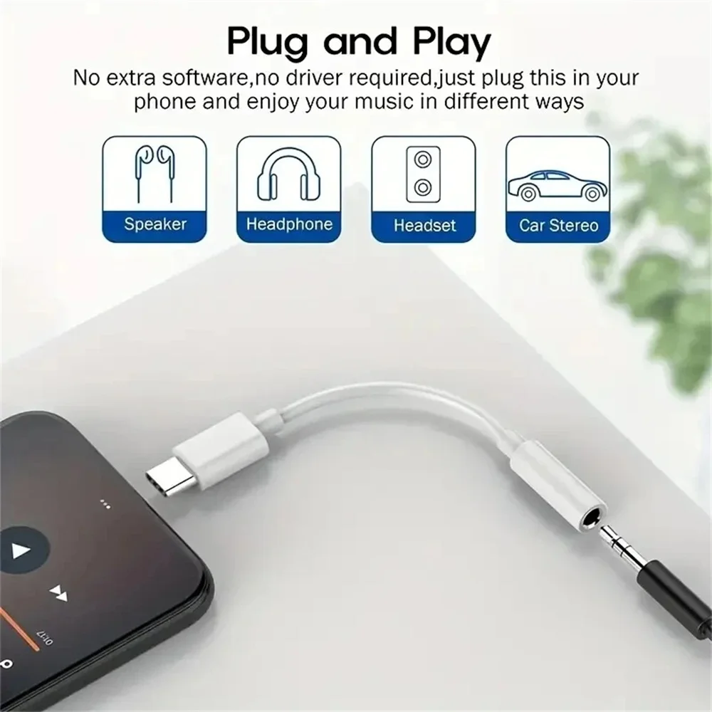 AUX Converter USB Type C to 3.5 Jack Earphone Adapter USB C 3.5mm Audio Cable for iPhone 15 14 16 Pro Max Samsung Xiaomi Huawei